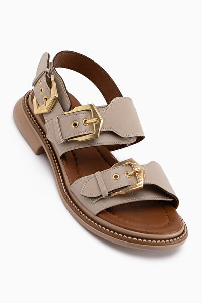 Limoya Γυναικεία σανδάλια Liena Beige με διπλή πόρπη