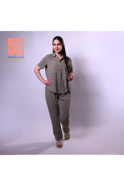 Dakakeen Concept Women’s Spring Printed Set – Geometric Pattern Two-Piece Cot...