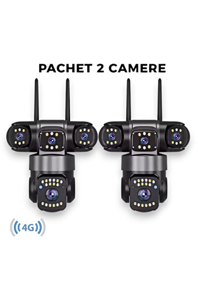 OEM Σετ 2x καμερών παρακολούθησης 4G με κάρτα SIM, 9MP, 3 κάμερες, 360° °   Π...