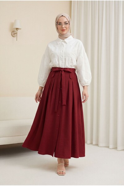 HİJABAYA Λινό πουκάμισο με ελαστικά μανίκια και ημιδιαφανές σχέδιο με κυματισ...