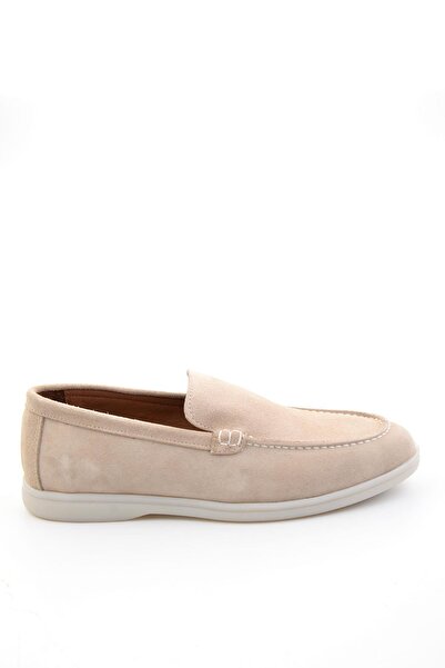 Bambi Bej Hakiki Deri Erkek Loafer Ayakkabı E01079010102
