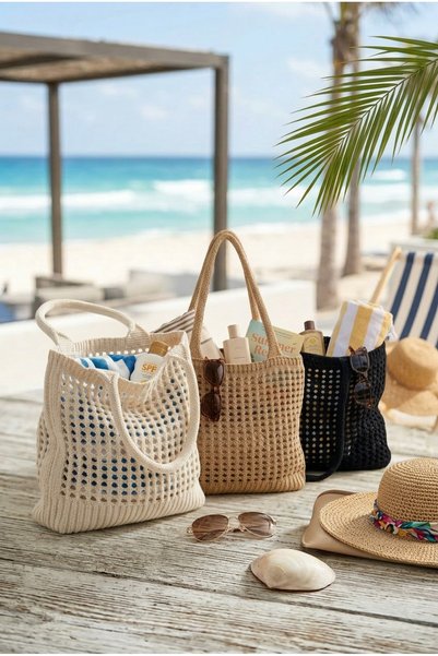 Baguar Women's Camel Color Straw Large Size Beach & Daily Use Bag