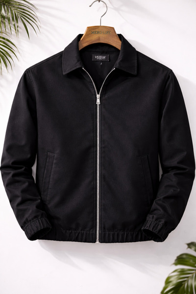 Mero Life Ανδρικό μπουφάν Basic Old Money με φερμουάρ, υπερμεγέθη, εποχιακό, ...