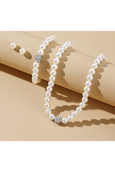 reyselstyle Bijuteri Artificial Pearl Necklace, Earrings, Bracelet Set