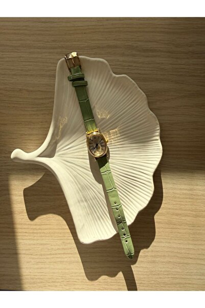 rubsey Retro Minimal Leather Cord Vintage Women's Wristwatch Green