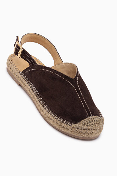 Limoya Γυναικεία σανδάλια Lydia από γνήσιο δέρμα καφέ σουέντ με ψάθινη λεπτομ...