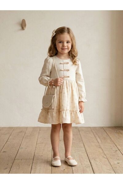 Cherrys Bebek Φόρεμα για κορίτσια από μουσελίνα Λινό τεμαχίων