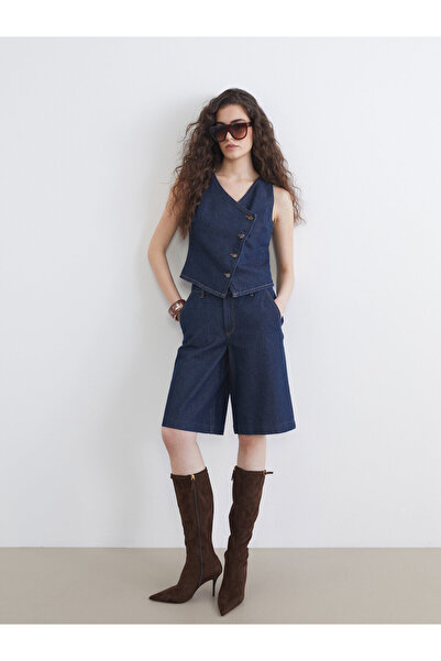 LC Waikiki Pantaloni scurți din denim de damă, croială Bermuda