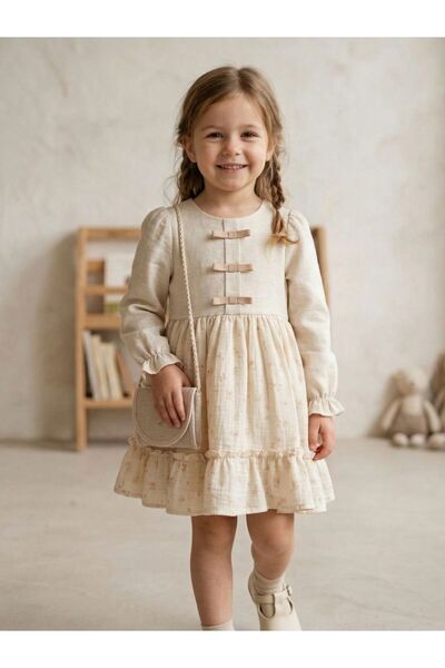 Cherrys Bebek Φόρεμα για κορίτσια από μουσελίνα Λινό τεμαχίων