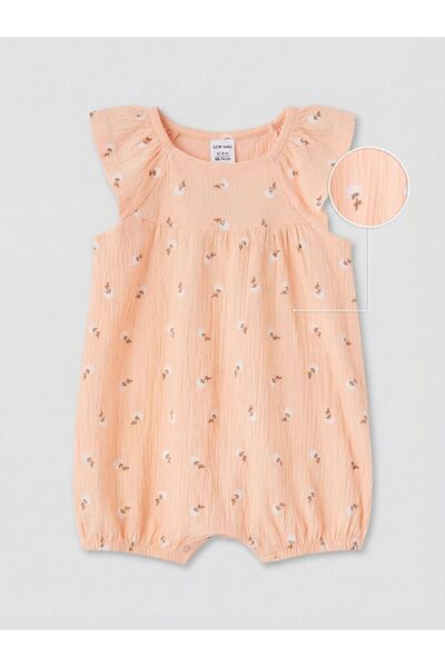 LC Waikiki LCW baby Bisiklet Yaka Çiçek Baskılı Kız Bebek Tulum