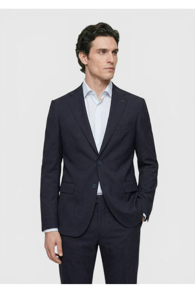 Ramsey Dark Navy Plain Zeroweight Slim Fit Wool Blend Suit