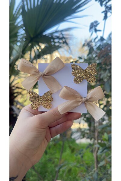 Toka Perisi Σετ χρυσών αγκράφες Cleo Gold (με κορδέλα, φιόγκο, γκλίτερ, πεταλ...