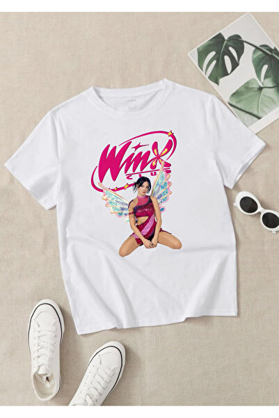 RYO FASHİON Μπλουζάκι με σχέδιο Winx Club, 100% βιολογικό βαμβάκι, λευκό μπλο...