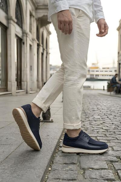 Ahmed Hamdi Bey Silva Navy Blue Men's Leather Shoes