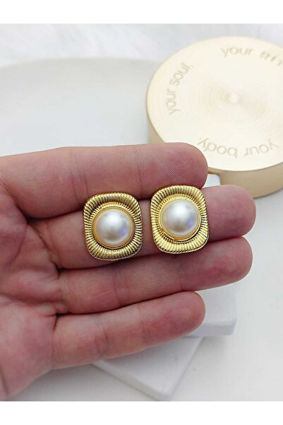 KYOLA DESİGN Pearl Square Gold Women's Earrings