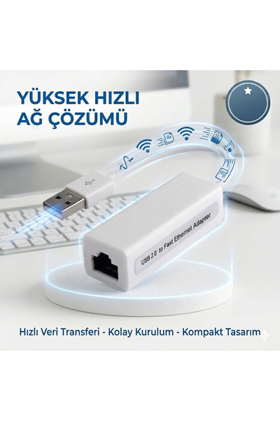 POWER Hızlı Usb İnternet Dönüştürücü USB TO ETHERNET ÇEVİRİCİ KABLOLU MODEL