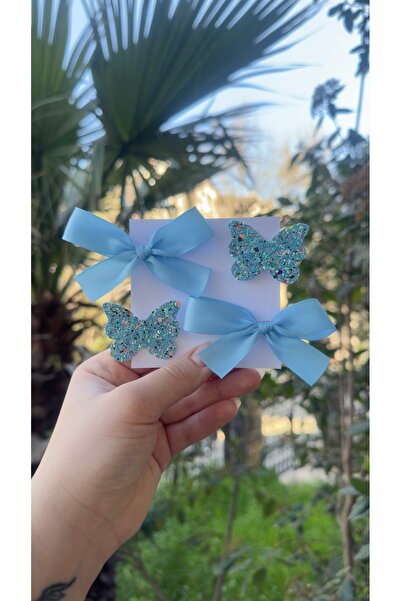 Toka Perisi Σετ Πόρπες Τιρκουάζ Cleo (Κορδέλα με φιόγκο και γκλίτερ πεταλούδα...