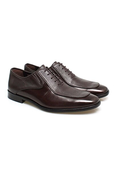 FRANCO CALVANI Brown Lace-Up Genuine Leather Men's Shoes