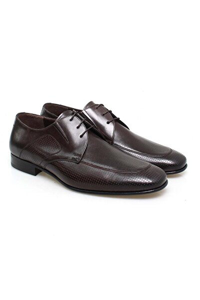 FRANCO CALVANI Brown Lace-Up Genuine Leather Sole Men's Shoes