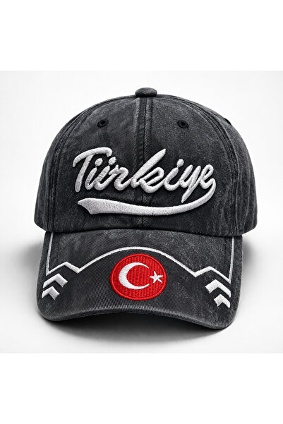 Zee Türkiye Yazılı Türk Bayraklı Yıkamalı Vintage Retro Pamuklu Spor Şapka