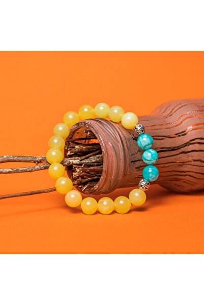 Ezera Βραχιόλι "Monisha" με ημιπολύτιμες πέτρες Λεμονόχαλαζου και Αμαζονίτη, ...