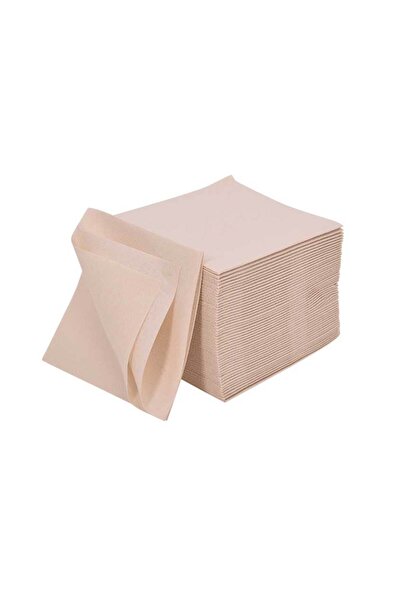 AS7 MARKET Kumaş Dokulu 20x20 1/4 Kum Beji Bar Peçetesi 50'li