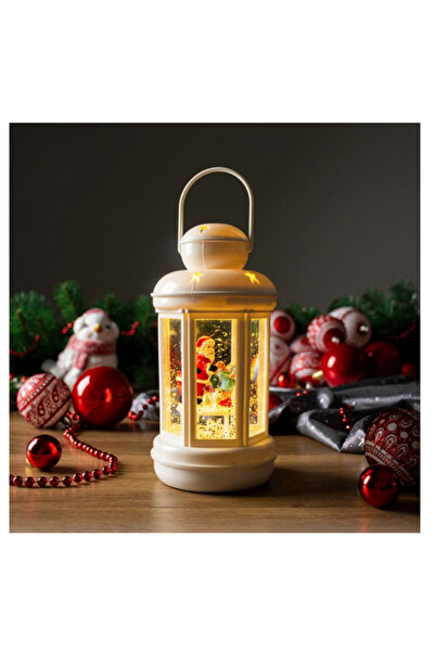 Magic Home Felinar led cu Mos Craciun, decorativ, de Craciun, alb, 3xAAA, pla...