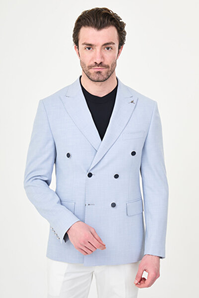 Mcr Ανδρικό μπουφάν με ίσια στενή εφαρμογή, φαρδύ γιακά, διπλό στήθος και μετ...