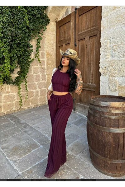 aytenli Σετ με τούφες με ελαστικό κορδόνι στο λαιμό, ελαστικό παντελόνι με τσ...