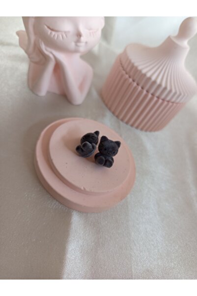 CSAYMODA Gray plush cat earrings