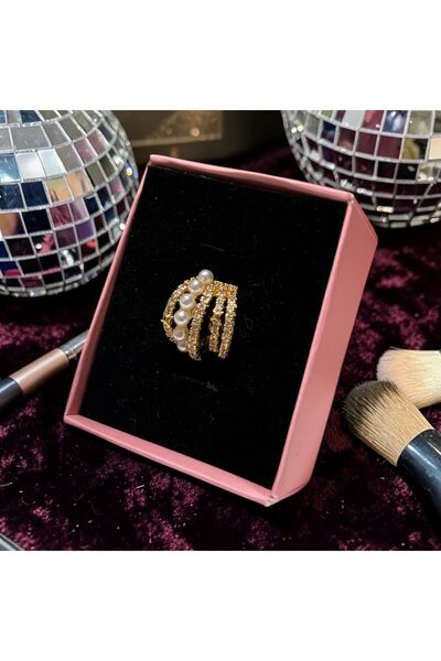 Kadın Çelik Gold İnci Earcuff
