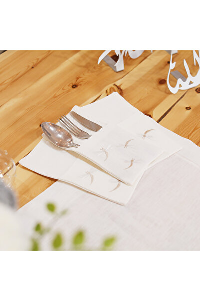 Dakakeen Concept Dragonfly Linen Cutlery Holder & Table Set – 12-Piece Beige ...