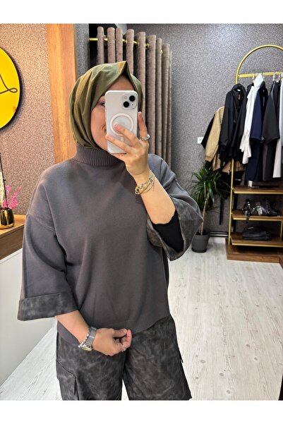 , İthal Triko Gri Bluz Takım