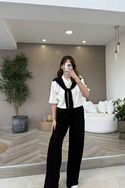 Oxygen Scarfs Modal Women's T-Shirt Tracksuit Set with Scarf Detail