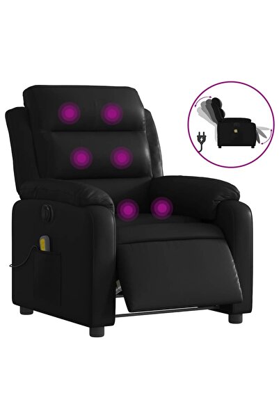 vidaxl Fotoliu electric de masaj rabatabil, negru, piele ecologică