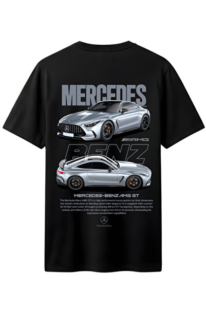 karikatürstore Mercedes Benz Amg Gri Ön ve Arka Baskılı Kaliteli Unisex Tişört
