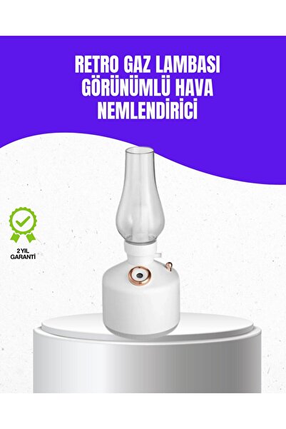 Genel Markalar Retro Gaz Lambası Görünümlü Ledli Buhar Püskürtücü Aroma Difüzör