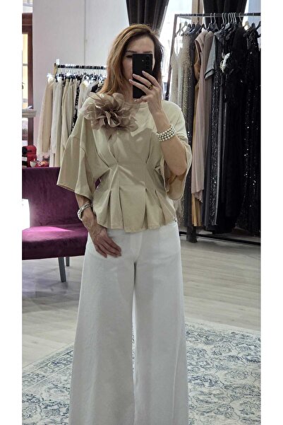 OEM Γυναικείο μπλουζάκι με καρφίτσα λουλούδι – Ενιαίο μέγεθος, 100% βαμβακερό.