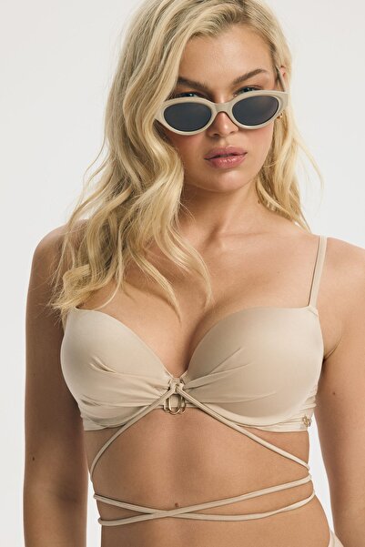 ESOTIQ Push Up Bikini Top Swim Bra with Tie Straps Decrative & Sexy Beach Poo...