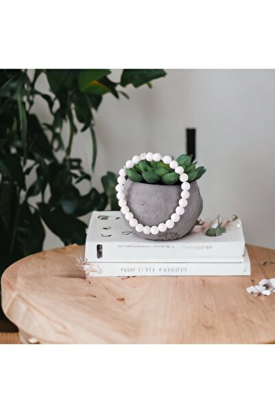 Ezera Βραχιόλι από λευκή πέτρα Τριδάκνα με αξεσουάρ από ασήμι 925, Ντόρια