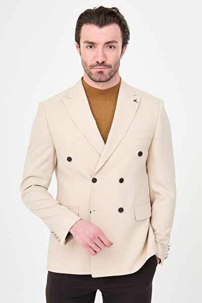 Mcr Ανδρικό μπουφάν σε ίσια στενή γραμμή με φαρδύ γιακά, διπλό στήθος και μετ...