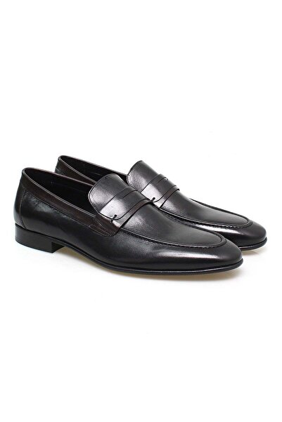 FRANCO CALVANI Black Color Laceless Genuine Leather Leather Sole Men's Shoes