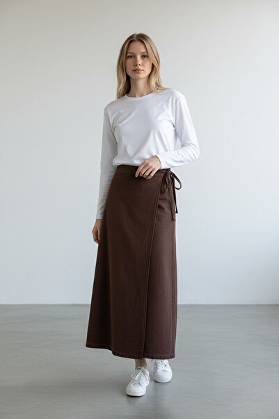 VELLICHOR Τζιν φούστα με δεσίματα στο πλάι - ΚΑΦΕ