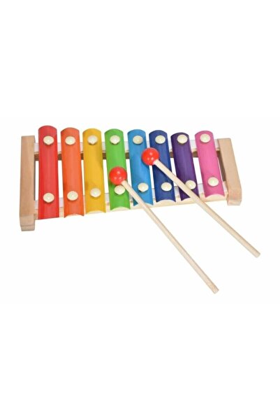 sallma Xilofon muzical din lemn cu 8 bare colorate si 2 betisoare pentru dezv...