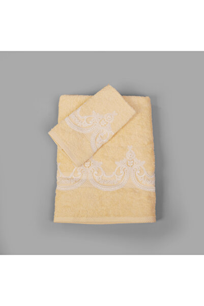 Dakakeen Concept Guest Bathroom Towel Set with White Lace – 3-Piece Elegant H...