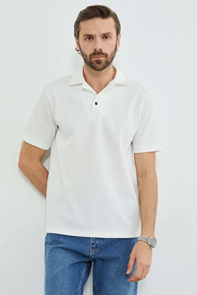 Fulla Moda Μπλουζάκι με κολάρο πόλο και μονό κουμπί κλειδώματος