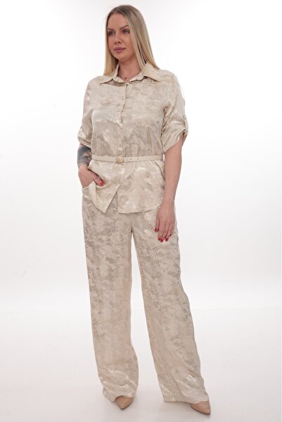 etselements Σετ με φαρδιά παντελόνια, πουκάμισο με γιακά και ζώνη ETS1040