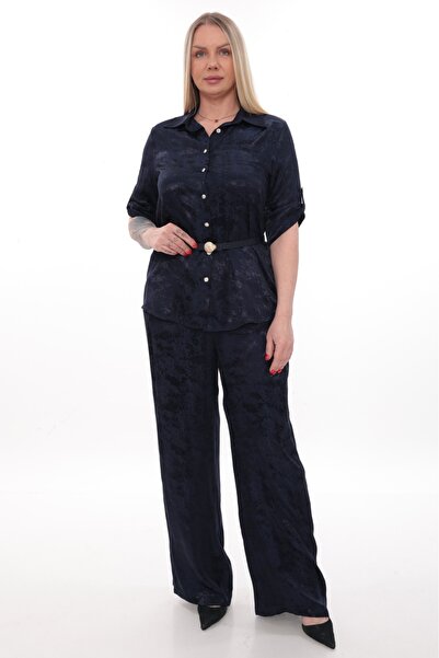 etselements Σετ με φαρδιά παντελόνια, πουκάμισο με γιακά και ζώνη ETS1040