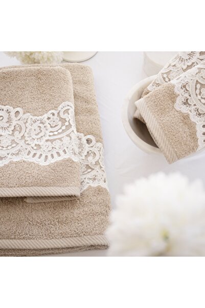 Dakakeen Concept White Lace Towel Set – 4-Piece Elegant Bathroom Towels (Larg...