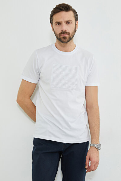 Fulla Moda Μπλουζάκι με ανάγλυφο εμπριμέ λαιμόκοψη